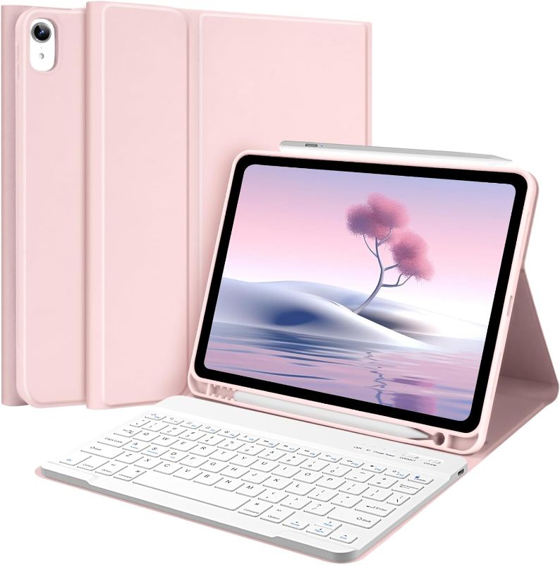 Photo 1 of TQQ Keyboard Case for iPad Air 11-inch (M3 2025 / M2 2024) & Air 4th/5th Gen, Magnetic Wireless Detachable Keyboard, Stand Folio Cover with Pencil Holder, Thin & Light (Pink)
