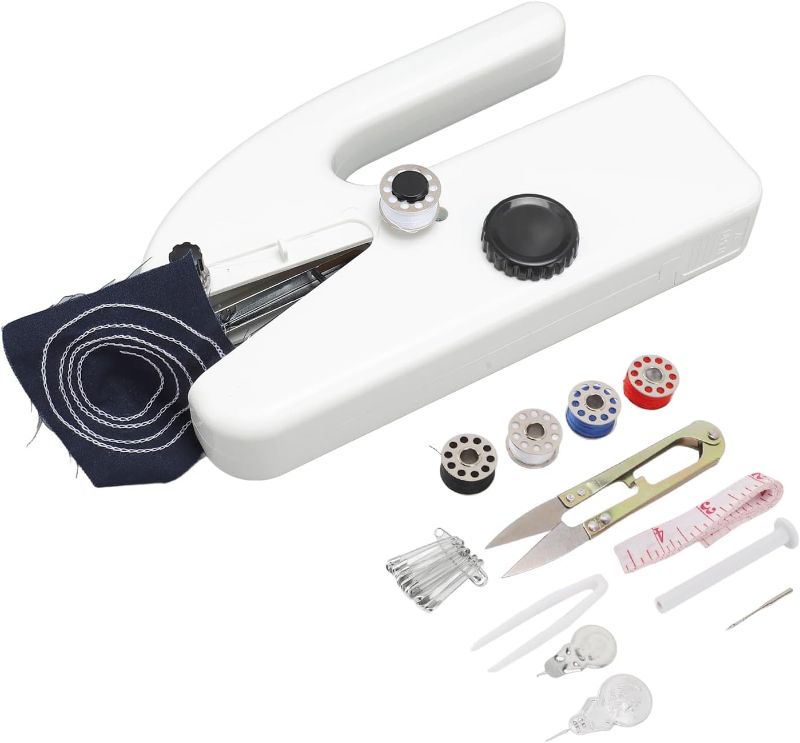Photo 1 of Natudeco Handheld Sewing Machine Portable Mini Sewing Machine Electric Mending Machine Hand Held Sewing Device for Sewing Clothes DIY Family Travel