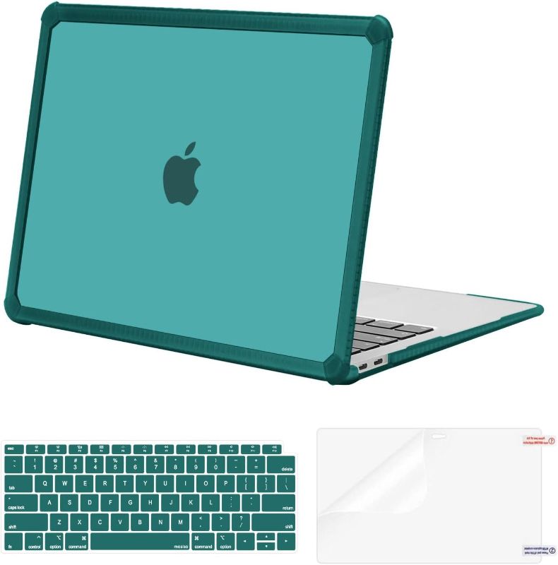 Photo 1 of MOSISO Compatible with MacBook Air 13 inch Case 2022-2018 Release A2337 M1 A2179 A1932, Anti-Cracking Heavy Duty Plastic Hard Shell Case with TPU Bumper&Keyboard Cover&Screen Film, Teal Green