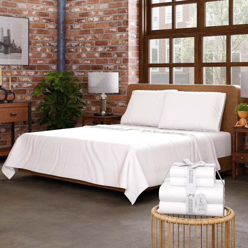 Photo 1 of Organic Cotton Twin XL Sheets, Arctic White 100% Cotton Sheets, Lightweight & Breathable, Deep Pockets Back to School College Essentials Bed Sheets Twin XL, Cool & Crisp Percale Sheets