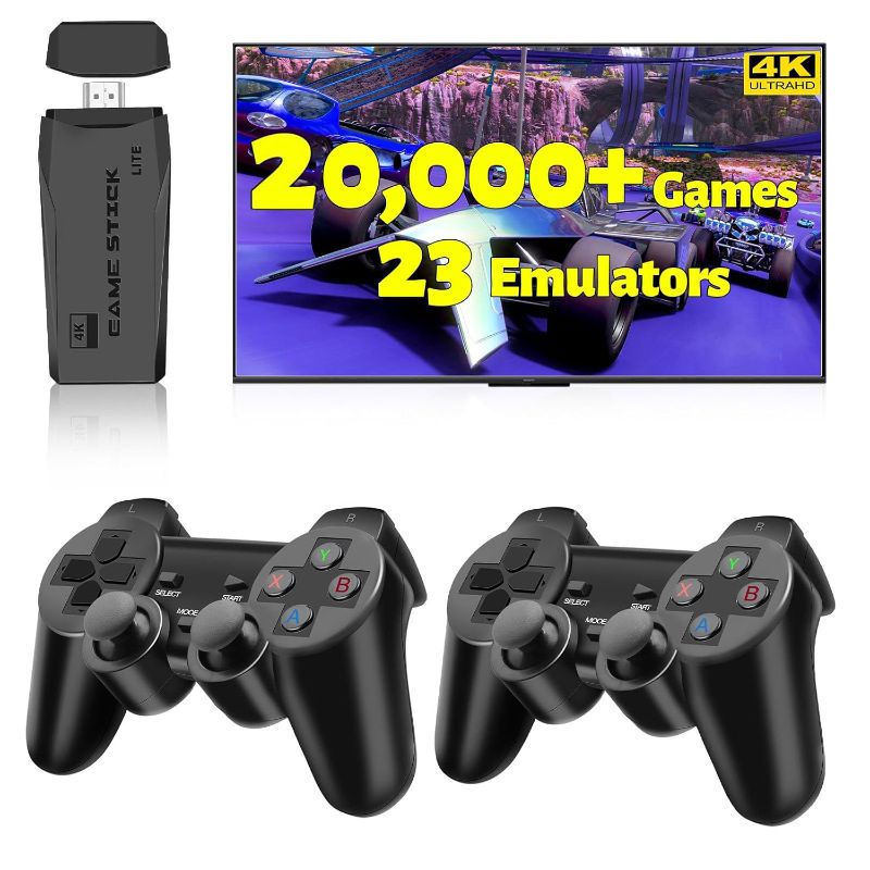 Photo 1 of  2025 Retro Gaming Console Pro 4K HDMI with 20,000+ Built-in Classic Video Games - Plug & Play Game Stick for TV with 2 Wireless Controllers | 23 Emulator Support 64GB
