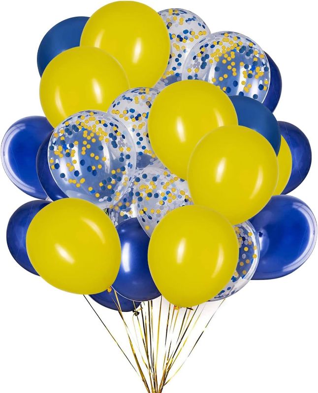 Photo 1 of Aimto Blue and Yellow Balloons,Blue Yellow Confetti Balloon for Party Decorations,12 Inch,Pack of 50