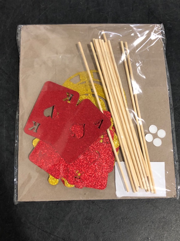 Photo 1 of 12 Pieces Red Gold Casino Centerpiece Sticks, Casino Party Decorations, Poker Theme Party Decor, Card Game Theme Las Vegas Scene Birthday Party Decoration Supplies
