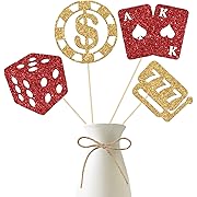 Photo 1 of 12 Pieces Red Gold Casino Centerpiece Sticks, Casino Party Decorations, Poker Theme Party Decor, Card Game Theme Las Vegas Scene Birthday Party Decoration Supplies