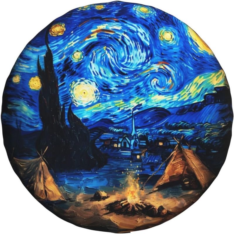 Photo 1 of Starry Night Camping Spare Tire Cover Wheel Protectors Weatherproof Universal Wheel Cover for Trailer RV SUV Truck Camper Travel Trailer 14 Inch