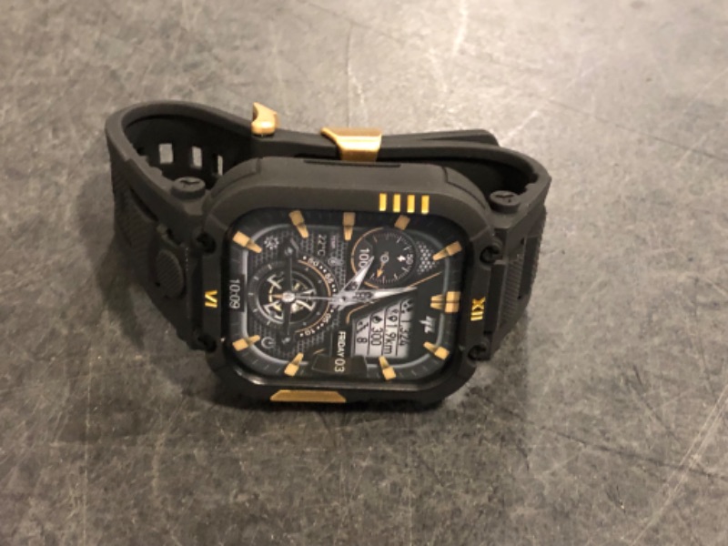 Photo 1 of XYF Rugged men Sport Silicone Band Compatible for Apple Watch 49mm/46mm/45mm/44mm with Metal Bumper Case, for iWatch Ultra 2/1 Series 10 9 8 7 6/SE 5 4 3 2 1