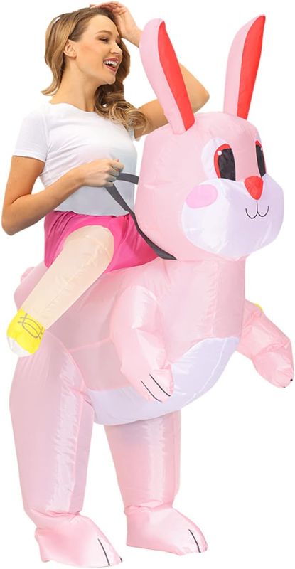 Photo 1 of O/S Inflatable Easter Bunny Costume Adult Blow up Rabbit Mascot Costume Fancy Dress Cosplay Party Halloween Suit