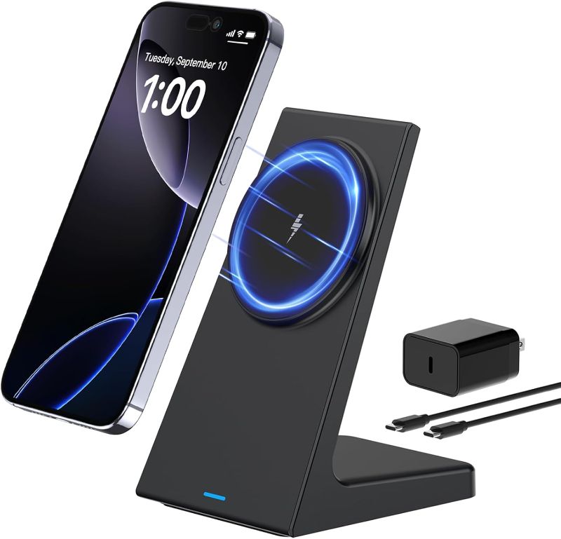 Photo 1 of MagSafe Charger Stand,20W Fast Magnetic Wireless Charging Station with 25W PD Adapter?Stickable Desk Wireless Charger for iPhone 16/15/14/13/12 Pro/Pro Max Series