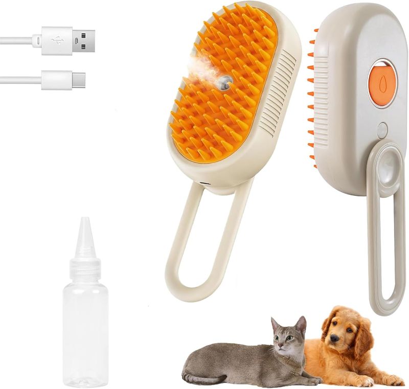 Photo 1 of 4-in-1 Cat Steam Brush for Shedding & Grooming, Spray Hair Removal Comb, Cat Brush for Massage, Pet Grooming Comb Hair Removal Tool for Cats and Dogs