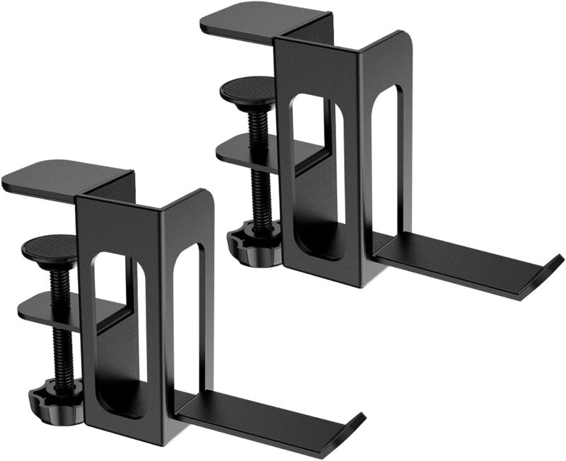 Photo 1 of Vertical Laptop Stand for Desk Side, Desk Organizer, Headset Holder, Hanger, Mount Without, Portable Clamp for, Black