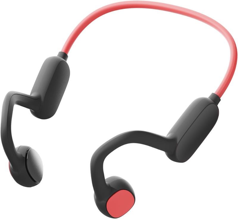 Photo 1 of Kids Headphones, Wireless, Bluetooth, Air Conduction Open Ear Headphones, IPX5 Waterproof, Memory Titanium Neckband, Skin-Friendly Materials, 20H Playtime, Supports Calls, Kids Earbuds (Red)