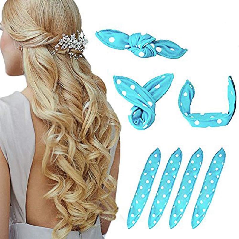 Photo 1 of Foam Hair Curlers, Pillow Cloth Hair Rollers,No Heat Sleeping Soft Sponge Rollers for Long, Short, Thick & Thin Hair Spiral Curls Hair Styling Rollers (Blue)