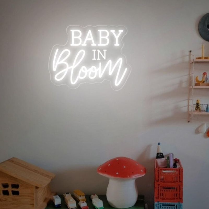 Photo 1 of Baby in Bloom Neon Light, Neon Sign Light Decor, Baby Shower Led Light, Bedroom Neon Lights, Baby Gifts, Wall Decoration