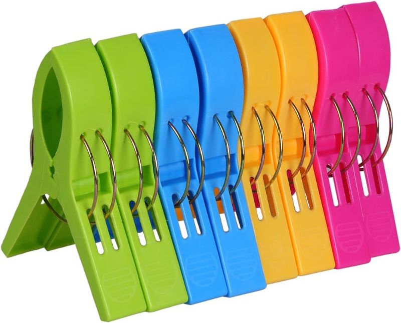 Photo 1 of ECROCY Towel Clips for Beach Chairs Heavy Duty, 8 Pack Chair Clips for Beach Towels Non-Slip, Waterproof Towel Holder in Bright Colors, Wonderful Cruise Essentials for You