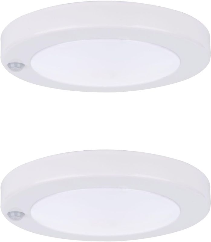 Photo 1 of YoonLIT Flush Mount PIR Motion Sensor LED Ceiling Light, 6.2 Inch 10.5W 800 Lumen, Motion Activated Ceiling Fixture for Closet, Garage, Doorway, Stairway, Hallway, White Finish 5000K 2-Pack