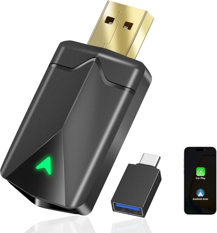 Photo 1 of Wireless CarPlay Adapter– Android Auto Wireless Adapter, 5.8GHz Wi-Fi Plug & Play,Mini and Stable iOS 10+/Android 10+, Fast Auto-Connect for Cars 2016+ (1Pcs)