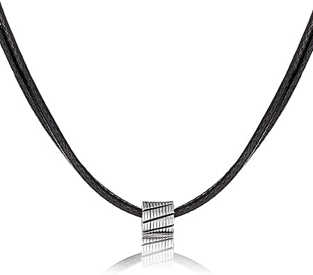 Photo 1 of Galis Choker Necklace for Men - Black Leather Cord with Small Stainless Steel Bead Pendant, Stylish Mens Jewelry, Choker Surfer Necklaces, Gifts for Him - 17"