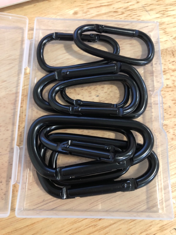 Photo 1 of Black Carabiner Clip, Includes Mini 2 Inch Carbineers, Small 2.3" D Ring Clip, Large 3 Inch Carabiner Heavy Duty, Aluminum Caribiner Keychain Hook for Backpack Hiking Camping