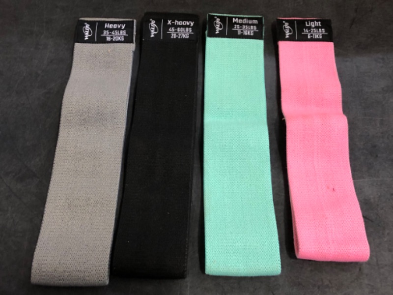 Photo 1 of Resistance Bands for Working Out with Workout Bands Guide. 4 Booty Bands for Women Men Fabric Elastic Bands for Exercise Bands Resistance Bands for Legs Bands for Working Out Hip Thigh Glute Bands Set