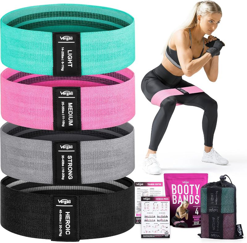 Photo 1 of Resistance Bands for Working Out with Workout Bands Guide. 4 Booty Bands for Women Men Fabric Elastic Bands for Exercise Bands Resistance Bands for Legs Bands for Working Out Hip Thigh Glute Bands Set