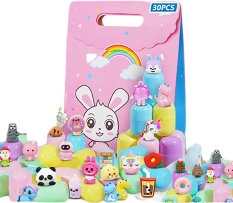 Photo 1 of Kids Party Favors 30Pcs -Rave Trinkets - Macaron Gacha Mystery Box with Birthday Party Favors and Non-Toxic Classroom Prizes for Ages 3-12