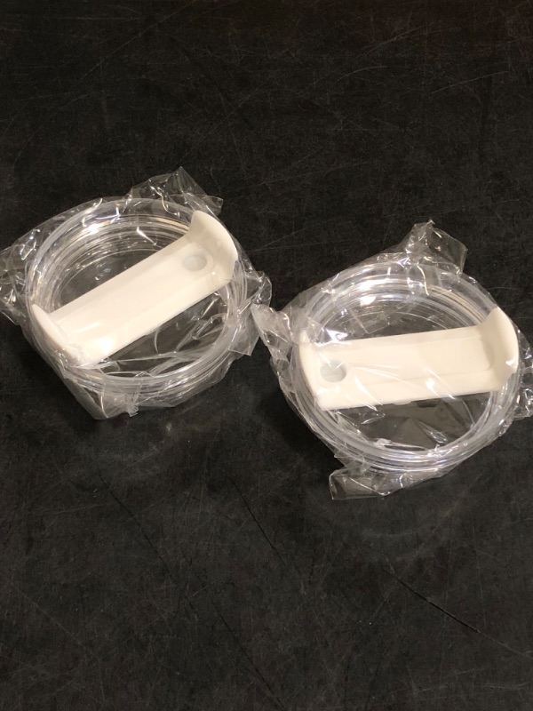 Photo 1 of 40 OZ Tumbler Lid Replacement Fit for Stanley Cup, 2 Pack Clear Replacement Lids Fit for Stanley Travel Tumbler, Spill Proof Tumbler Covers for Stanley Cup Accessories (Clear - White)