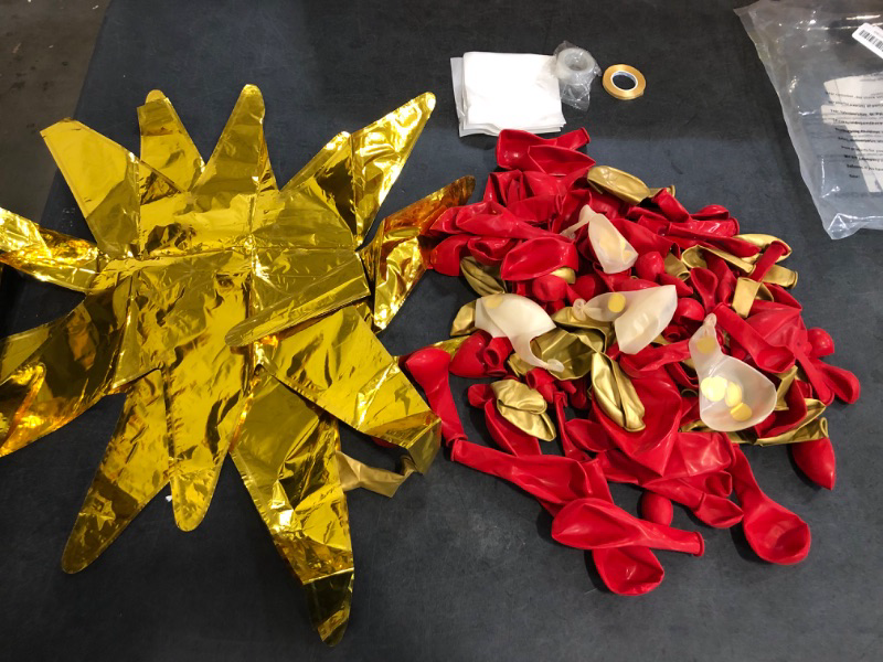 Photo 1 of 153Pcs Red and Gold Balloons Garland Arch Kit with Stars - 22 18 12 10 5 inch Different Size Red Metallic Gold Confetti Latex Balloon for Birthday Valentine's Day Wedding Party Decorations