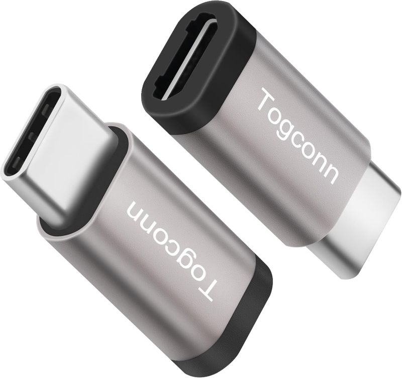 Photo 1 of USB C to Micro USB Adapter (2 Pack),Type C (Male) to Micro USB (Female) Convert Connector, Support Charge & Data Sync for iPhone15,iPhone15 ProMax, Galaxy S7 Edge,Nexus 6/5 and Other Micro USB Devices
