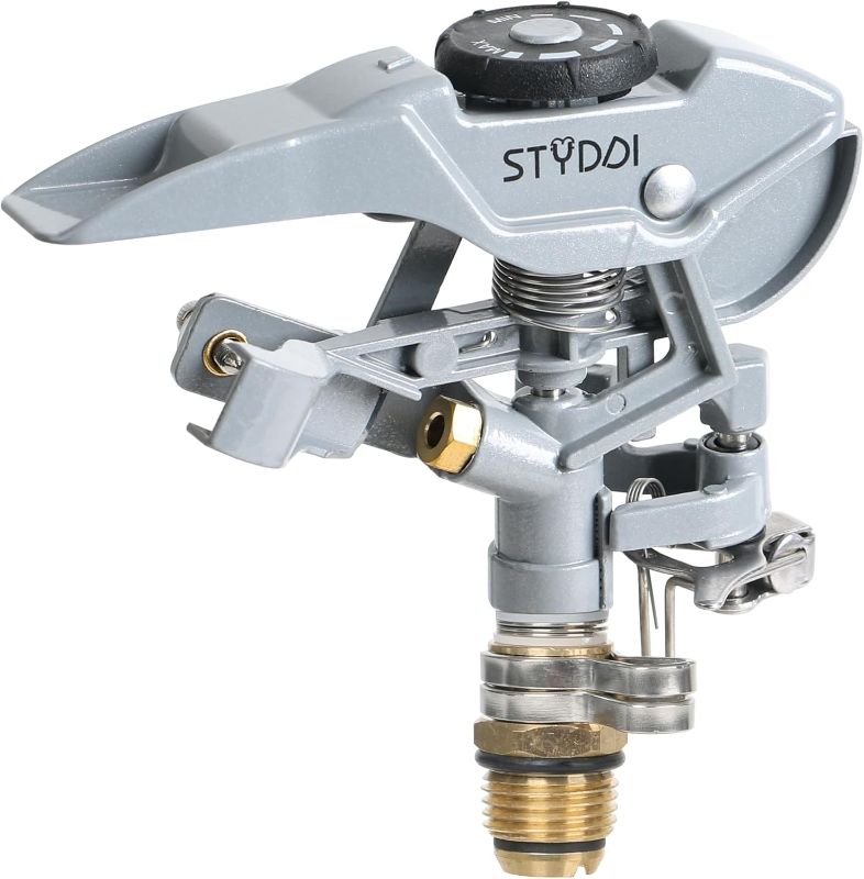 Photo 1 of STYDDI Metal Impact Sprinkler Head, Zinc-Alloy Pulsating Water Sprinkler Head with 1/2" NPT Thread, Metal Adjustable Circle Pattern Impulse Sprinkler Head for Lawn, Yard, Garden, 20' - 43' Spray Radiu
