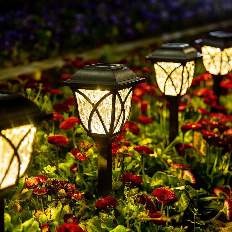Photo 1 of GIGALUMI Solar Lights Outdoor Waterproof, 6 Pack LED Solar Garden Lights, Outdoor Decorations, Garden Decor for Yard, Patio, Landscape, Planter, Walkway (Warm White)
