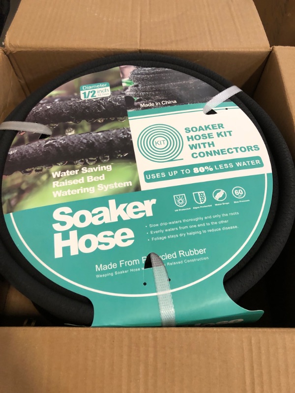 Photo 1 of Soaker Hose 15 FT,Heavy Duty 1/2" Soaker Garden Hose with 3/4" Solid Brass Connector for Flower,Vegetable Beds, Tree,Lawn and Plant