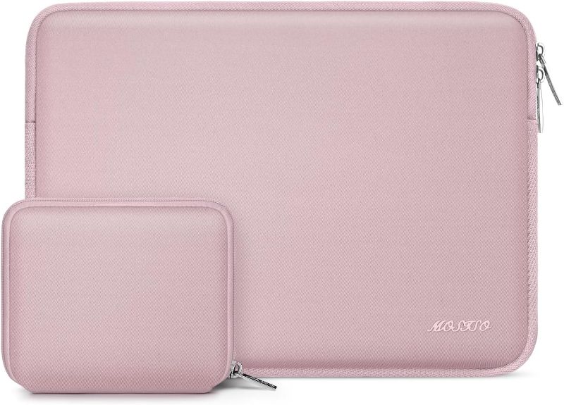 Photo 1 of MOSISO Laptop Case 15 inch, 15 inch Laptop Sleeve Bag Compatible with MacBook Air 15 M4 A3241 M3 A3114 M2 A2941 2025 2024 2023, Dell XPS 15, Neoprene Computer Sleeve Bag with Small Case, Baby Pink