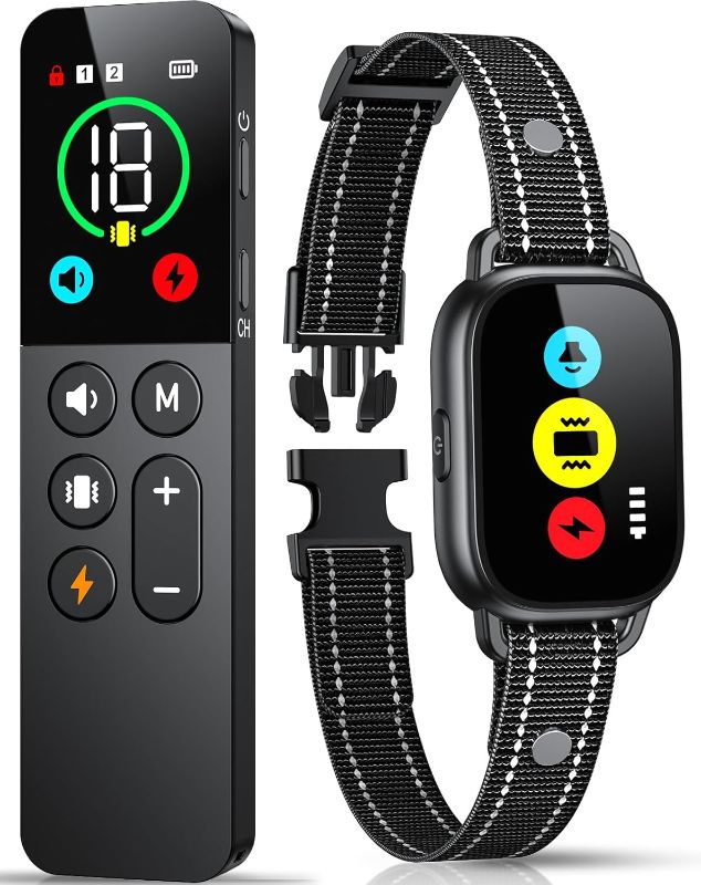 Photo 1 of Dog Training Collar with Remote, Smart Dog Shock Collar with 3 Training Modes and Training Icons, Waterproof Electric Dog Shockers for Large and Medium Dogs (8-120 LBS