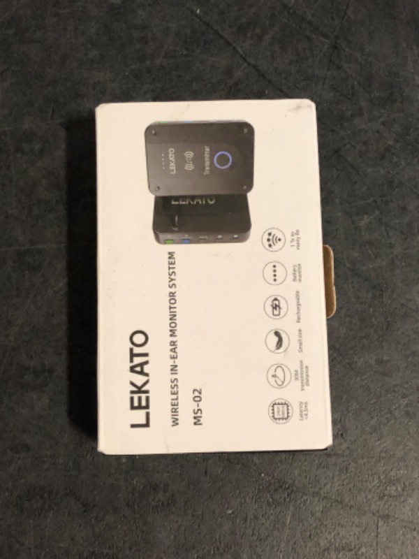 Photo 1 of LEKATO Wireless in Ear Monitor System MS-02, Upgraded 2.4G Stereo IEM System Low Latency with Transmitter Beltpack Receiver Auto-Pairing,One to More, in-Ear Monitoring for Church,Band,Singer,Stage