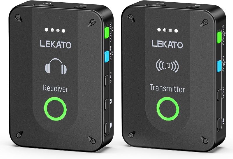 Photo 1 of LEKATO Wireless in Ear Monitor System MS-02, Upgraded 2.4G Stereo IEM System Low Latency with Transmitter Beltpack Receiver Auto-Pairing,One to More, in-Ear Monitoring for Church,Band,Singer,Stage