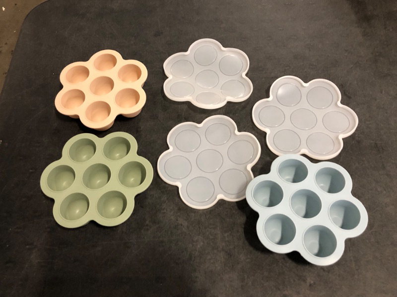 Photo 1 of PandaEar 3 Pack Baby Food Freezer Tray with Lids, Silicone Baby Food Storage Container for Homemade Baby Food, Purees, Breastmilk (Blue/Green/Carnation)