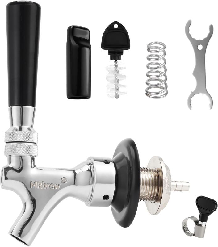 Photo 1 of Draft Beer Shank Faucet Kit, 2'' Beer Shank No Leak 1/4'' Beer Line Nipple Barb Fitting Beer Shank Tap for Kegerator Brewing with Self-Closing Beer Tap, Stainless Steel Core for Home Beer Party