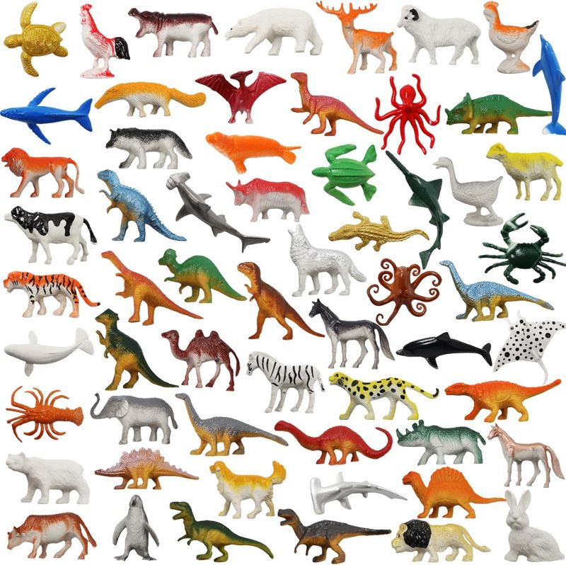Photo 1 of Assorted Dinosaur, Ocean, Sea, Farm, Jungle, Wild Animals & Dinosaurs Figure Realistic Plastic Zoo Play Set - Small Toys for Kids, Cupcake Topper, Party Favors