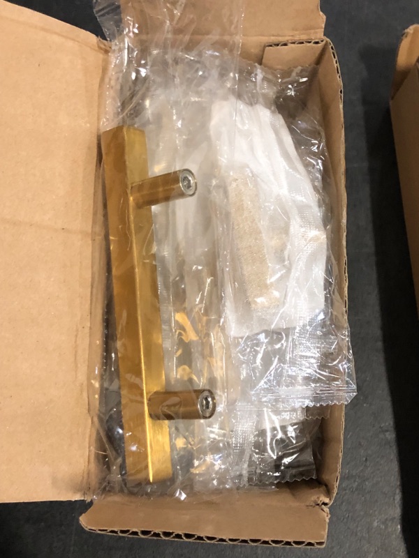 Photo 1 of 30 Pack Gold Cabinet Handles 3 Inch Brushed Brass Cabinet Pull Modern Square Drawer Pulls Brass Gold Dresser Pulls Hardware Kitchen Handles for Cabinets and Drawers, 5" Total Length