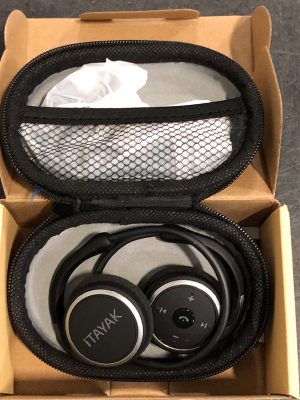Photo 1 of Small Bluetooth Headphones Wrap Around Head - Sports Wireless Headset with Built in Microphone and Crystal-Clear Sound, Foldable and Carried in The Purse, and 12-Hour Battery Life, Black
