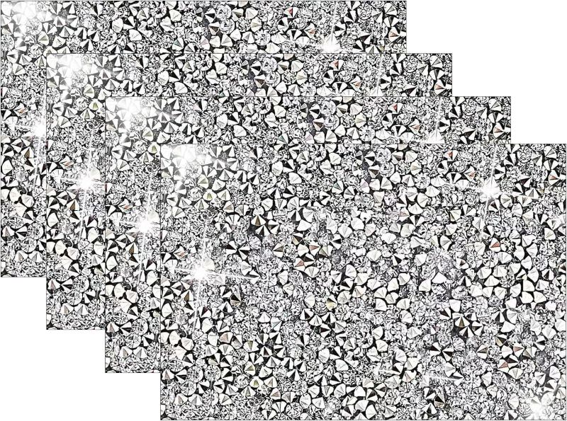 Photo 1 of Silver Heat Resistant Square Placemats - Set of 4 with Rhinestone Decor and Sparkly Bling