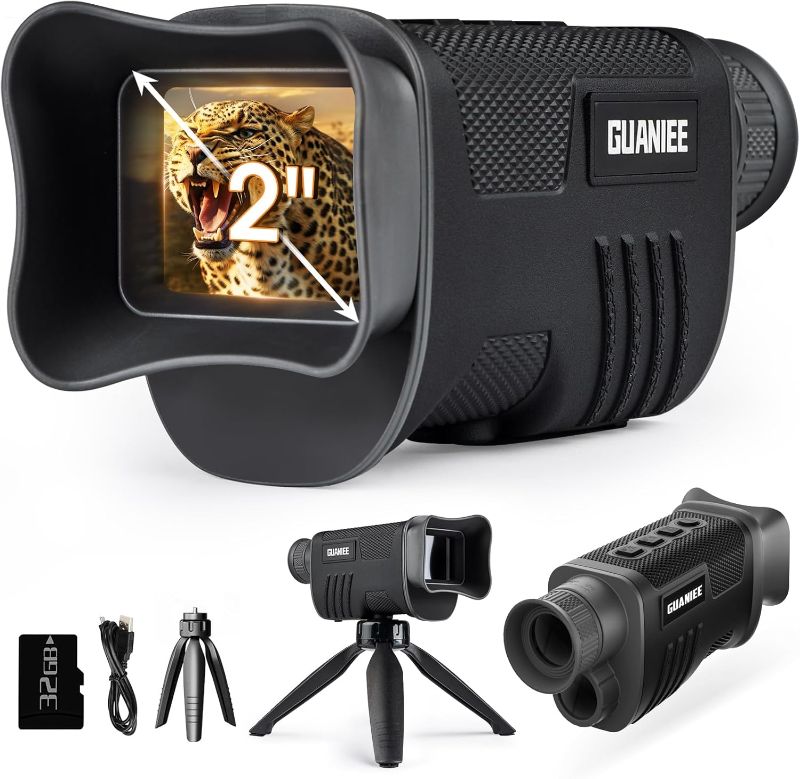 Photo 1 of Night Vision Monocular 4K Digital Infrared Night Vision with 2" Larger Screen, 8X Digital Zoom, 2200mAh Rechargeable Battery, Tripod, 32G SD Card