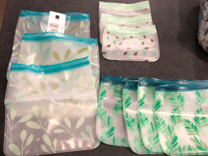 Photo 1 of 10 Pack Dishwasher Safe Reusable PEVA Food Storage Bags, Leak proof Reusable Freezer Bags for Food Storage Home Organization Traval & Make-up BPA FREE for Food Storage Home BPA FREE for Salad Fruit