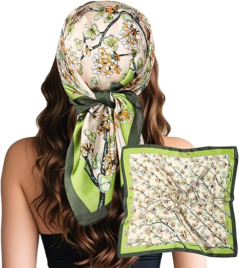 Photo 1 of Sumolux Head Hair Scarf for Women Like Satin Silk Scarf Bandana Hair Wrapping Night Large Square Scarves 27.5"
