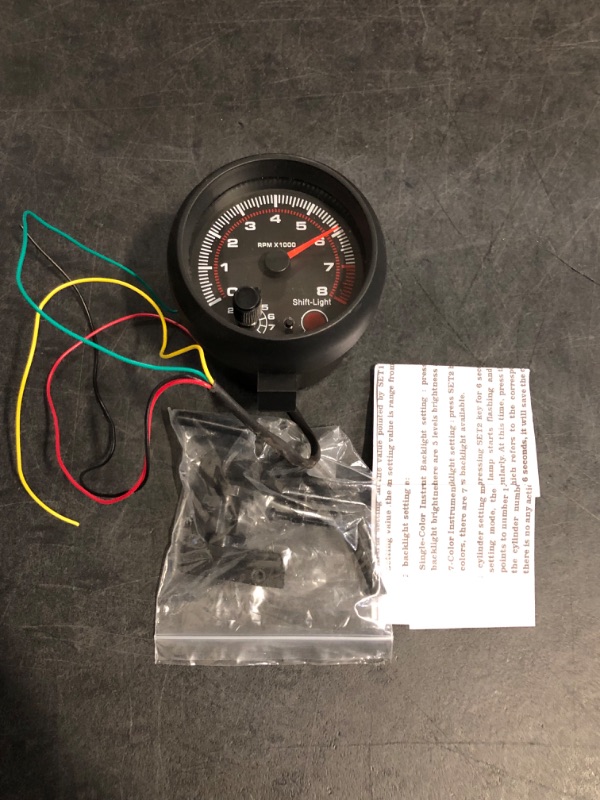 Photo 1 of DEVMO Inch Car Tachometer Tacho Gauge Meter 0-8000 12V RPM with Black Background