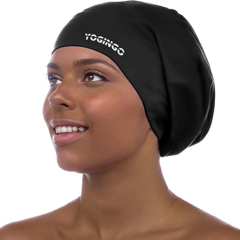Photo 1 of Extra Large Swim Cap - Swim Cap for Long Hair, Dreadlocks, Weaves, Hair Extensions, Braids, Curls & Afros - Silicone Swimming Cap for Women & Men, Keep Hair Dry