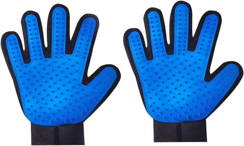 Photo 1 of Zoocozy 2 in 1 Pet Hair Removal Glove for Cat Dog, Indoor Cat Grooming Gloves, Pet Washing Brush for Shedding Massage - Double-Sided Available(Dark Blue)