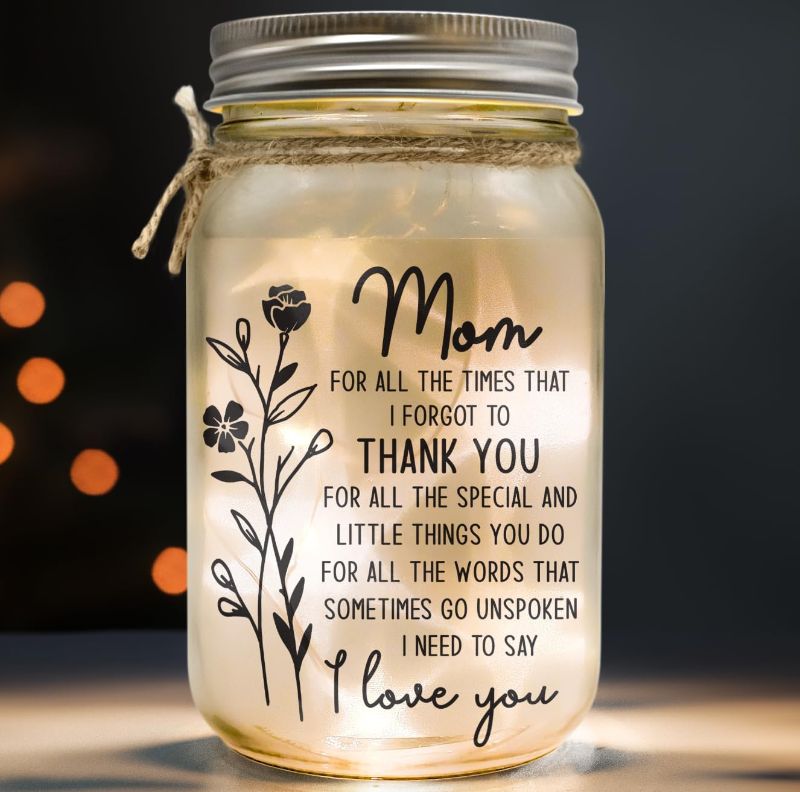 Photo 1 of Macorner Mason Jar Night Light for Mothers Day Gifts from Daughter, Son - Birthday Gifts for Mom - Sentimental Best Mom Gift