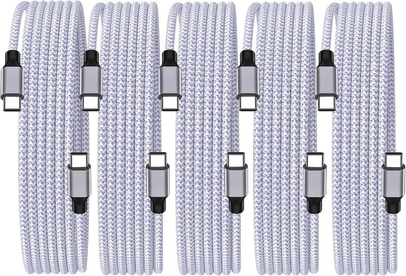 Photo 1 of Apple MFi Certified iPhone 16 Car Carplay Fast Charger Cable, Linocell 5Pack USB C to USB C 100W Fast Car Charging Cord Type C Braided Cable for iPhone 16/16 Pro/16 Plus/16 Pro Max/15/15 Pro/iPad Pro