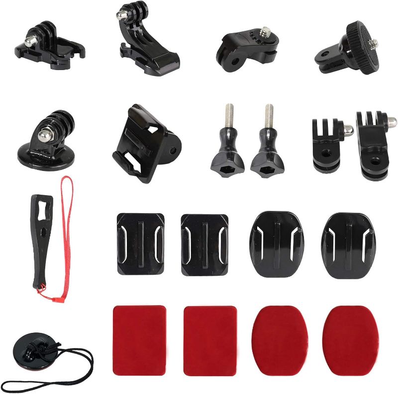 Photo 1 of Universal Action Camera Accessory Kit for GoPro Hero 13 12 11 10 9 8 7 6 5 Go pro Max Insta360 X5/X4/X3 DJI OSMO Action 3 4 5 Pro AKASO APEMAN Sports Cam, Helmet Base Adhesive Tripod Adapter Mount